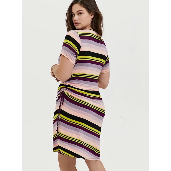 Torrid multi stripe jersey drawstring side t-shirt dress - Picture 3 of 13